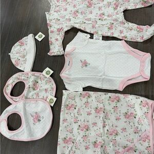 NWT! 3 Months -Little Me 6 Piece Floral Pink Baby Set